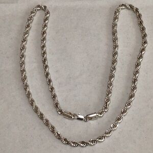 925 Marked Silver 30” Long Rope Necklace